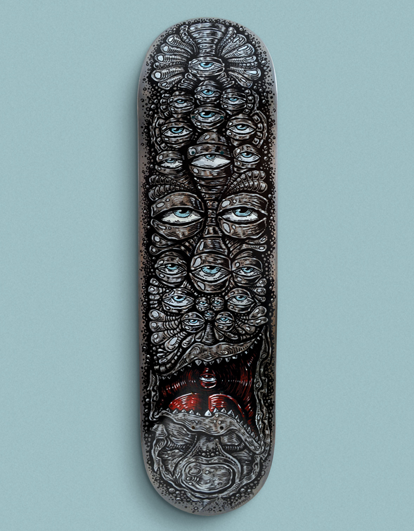 'The Watcher' Hand Painted Skateboard